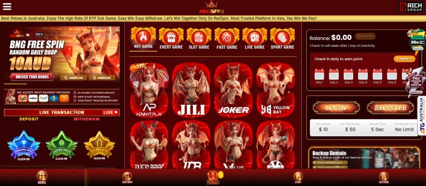 Register or login to play premium pokies at RedSpin